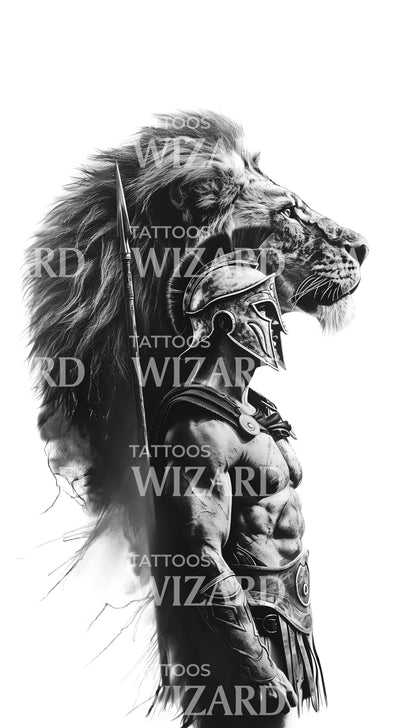 Lion and Strong Gladiator Tattoo for Men