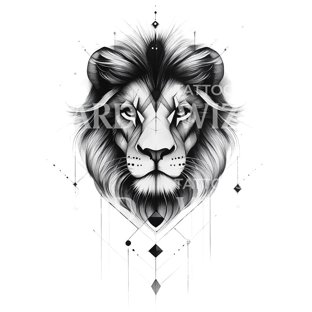 Lion Head Symbol of Strength and Leadership Tattoo Design