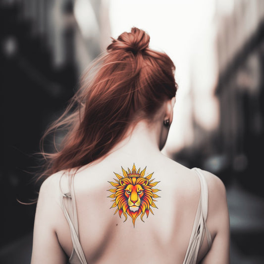 Regal Sun Lion Tattoo Design