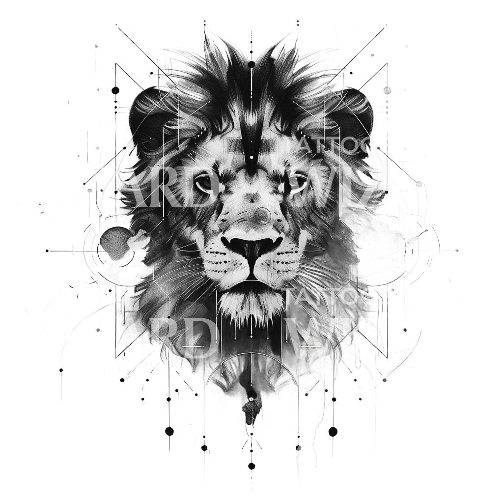 Lion with Fierce Battle Scars Tattoo Design