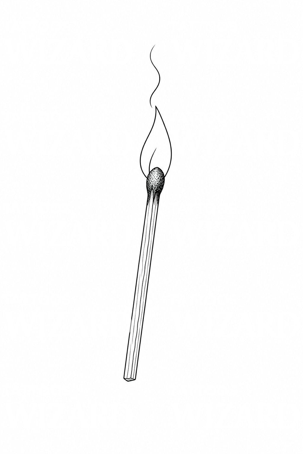 Lit Matchstick Flame Tattoo Design
