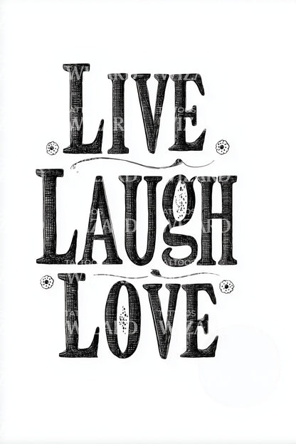 Live Laugh Love Lettering Tattoo Illustration
