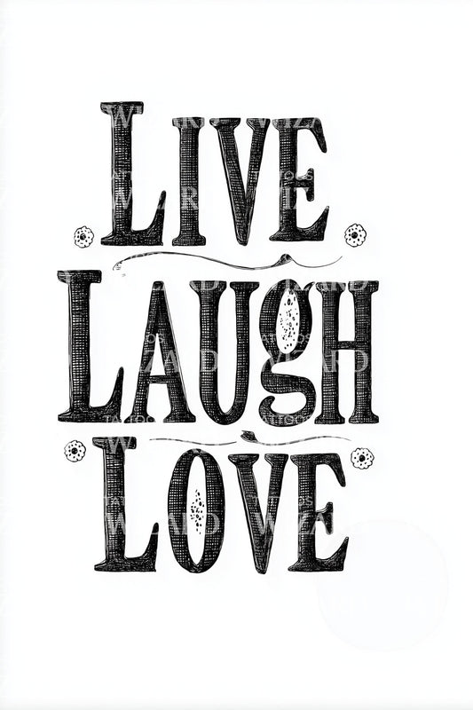 Live Laugh Love Lettering Tattoo Illustration