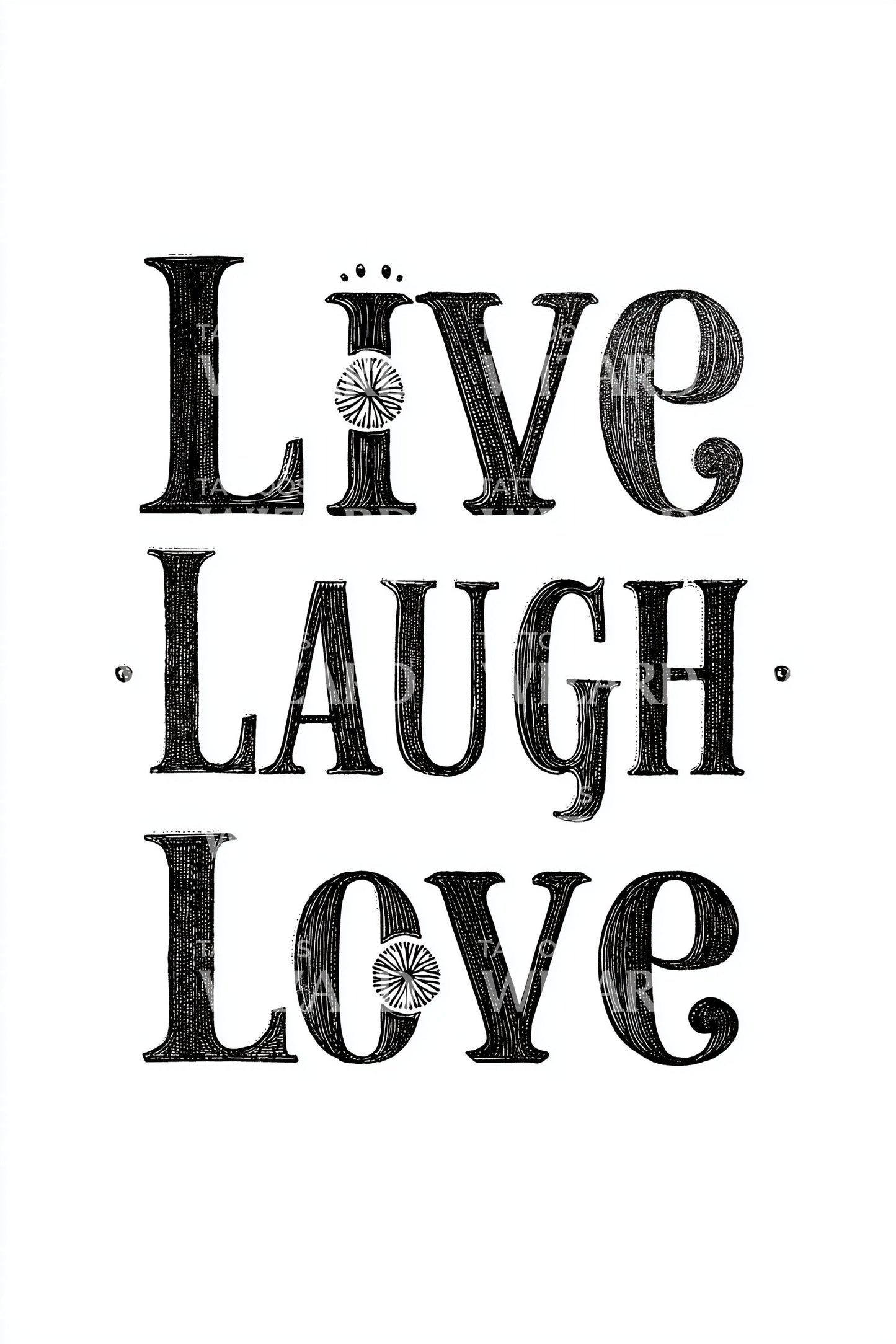 Live Laugh Love Script Tattoo Design
