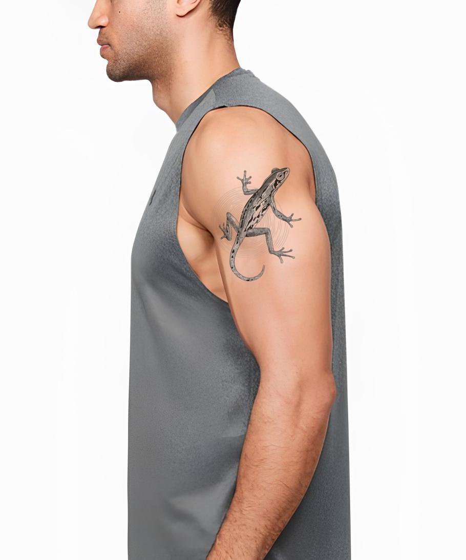 Geometric Lizard Circle Tattoo Design