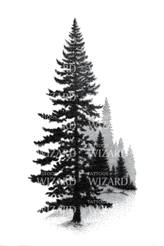 Lone Pine Silhouette Tattoo Design