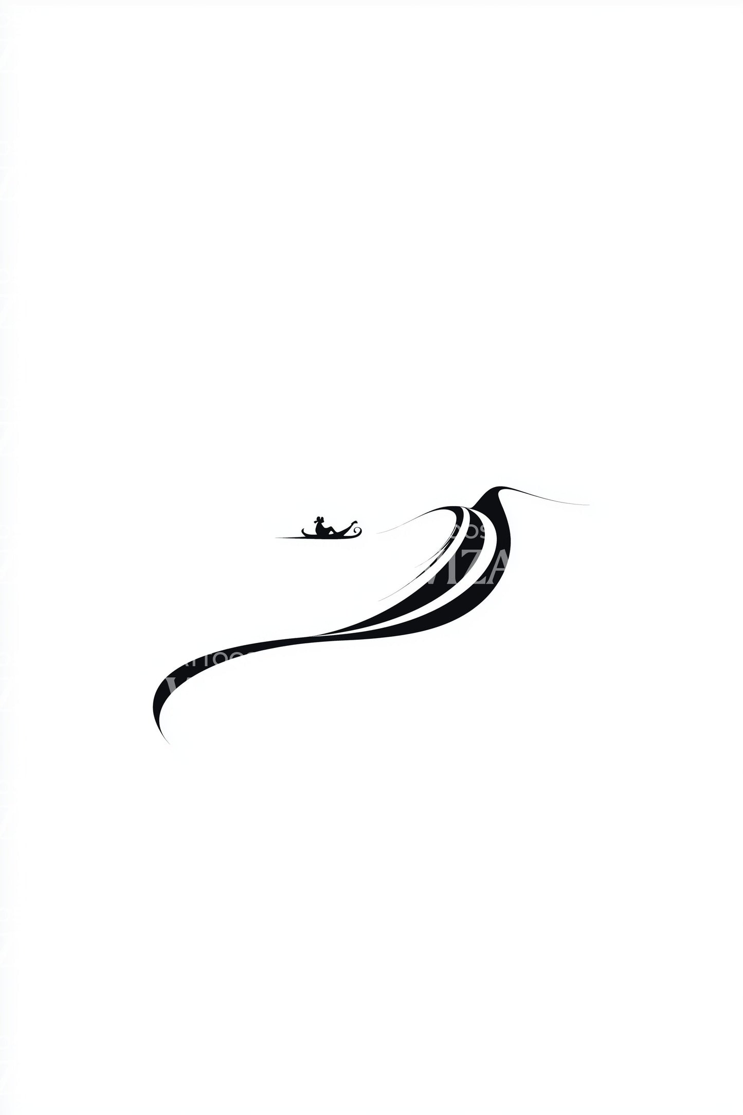 Lone Skier Snowy Curve Tattoo Design