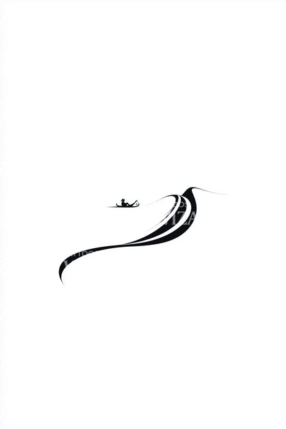 Lone Skier Snowy Curve Tattoo Design
