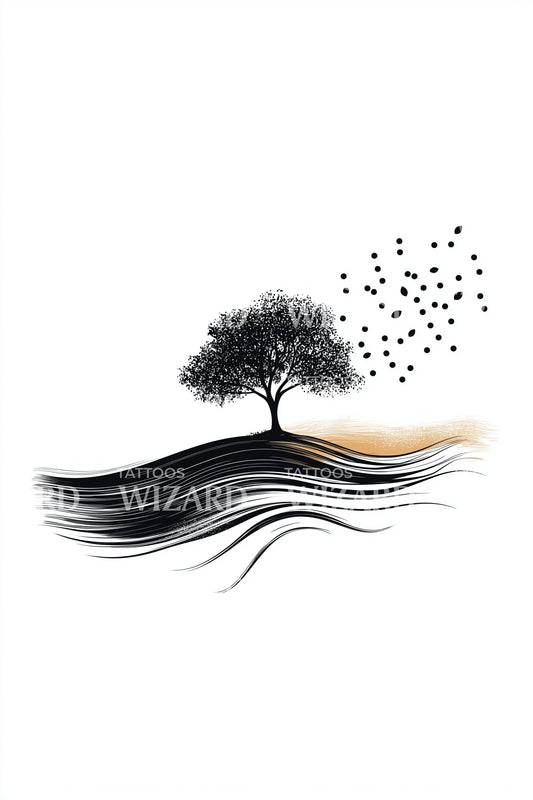 Lone Tree Windwave Tattoo Idea