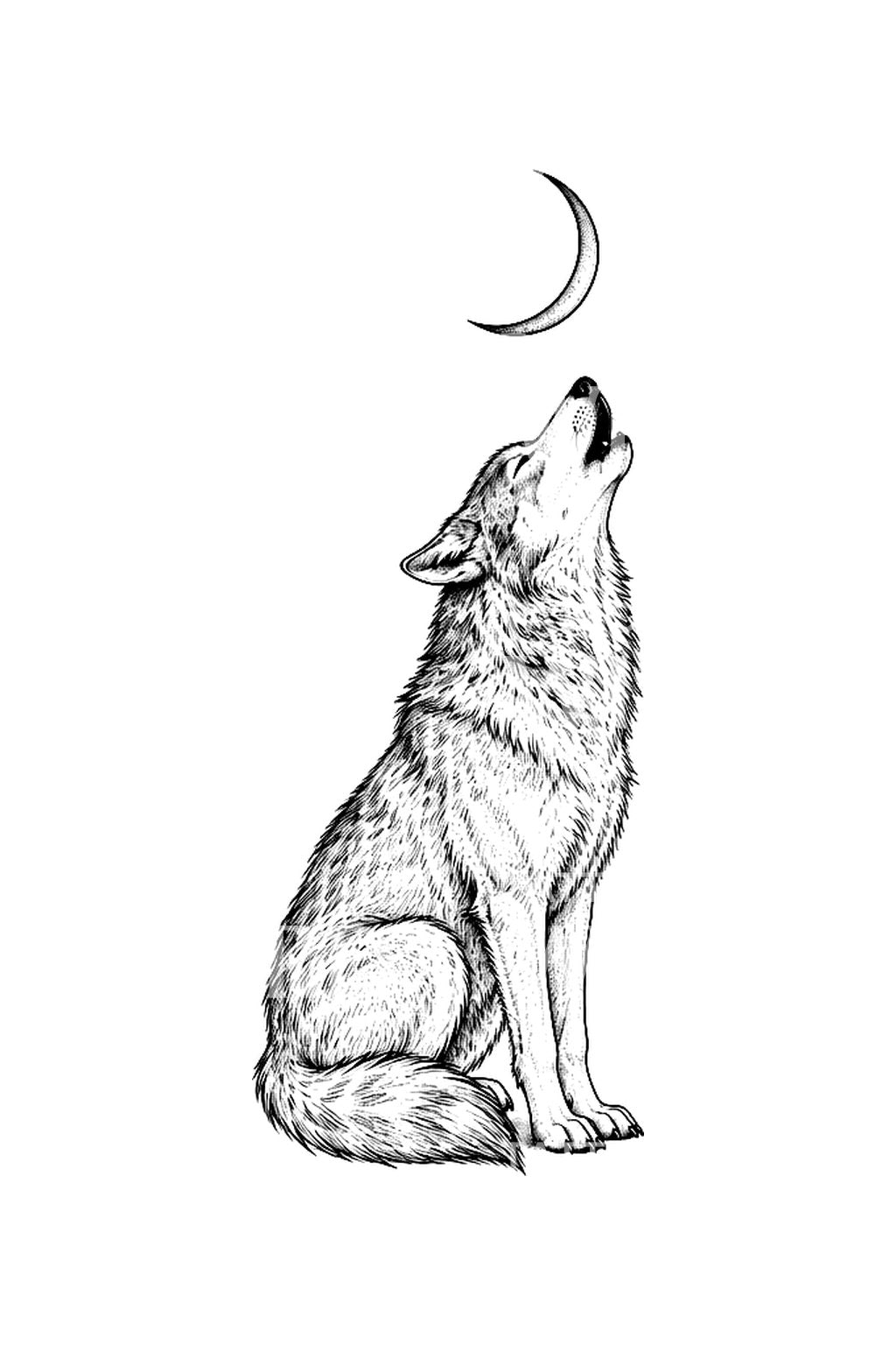 Lone Wolf Night Song Minimal Tattoo Idea