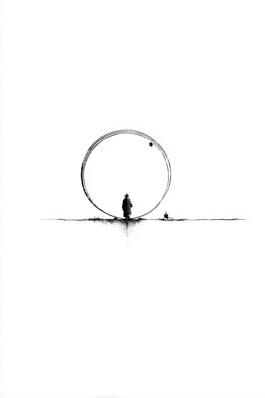 Ilustrace tetování kruhu Osamělý horizont