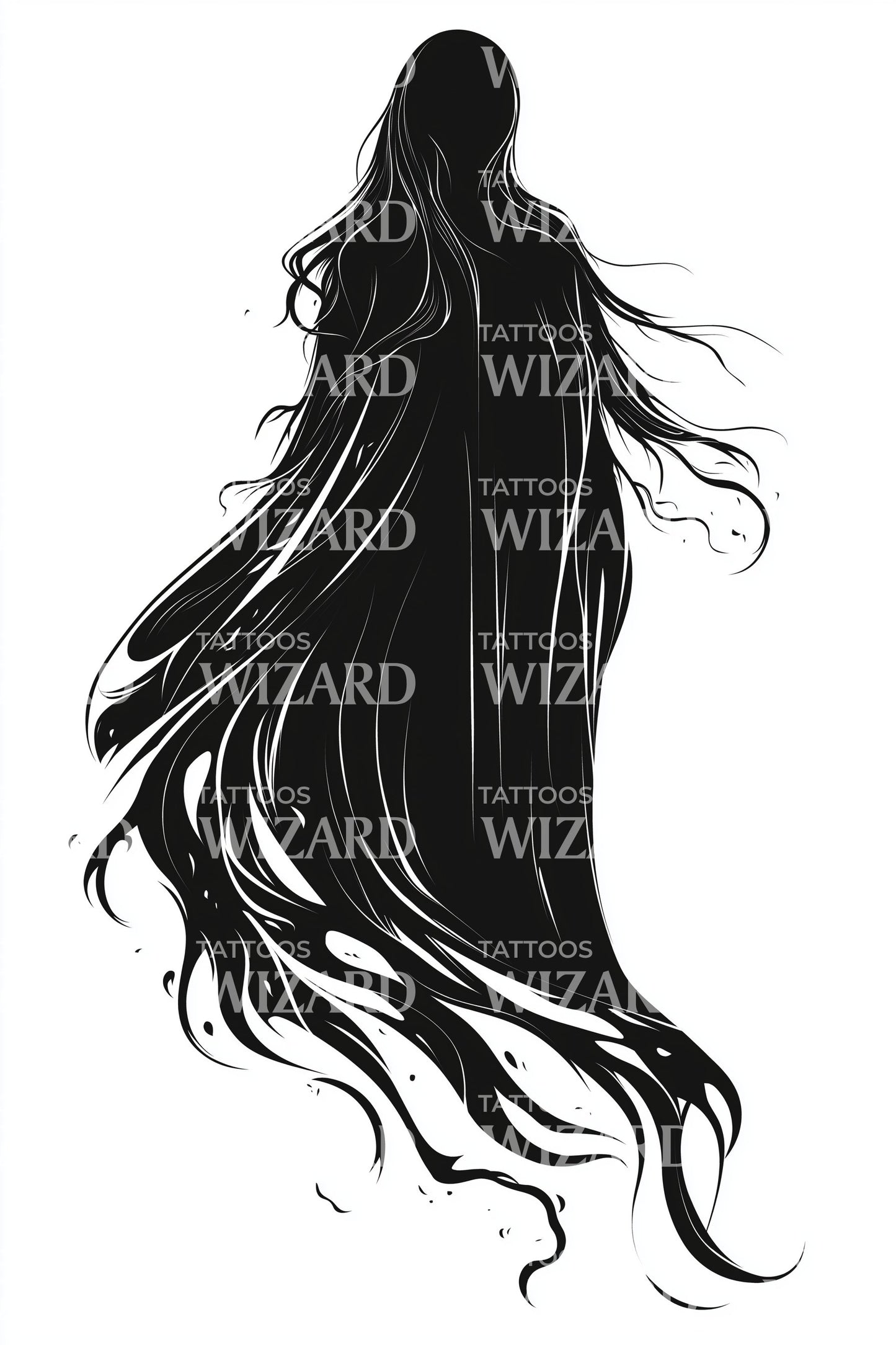 Long Haired Wraith Tattoo Design