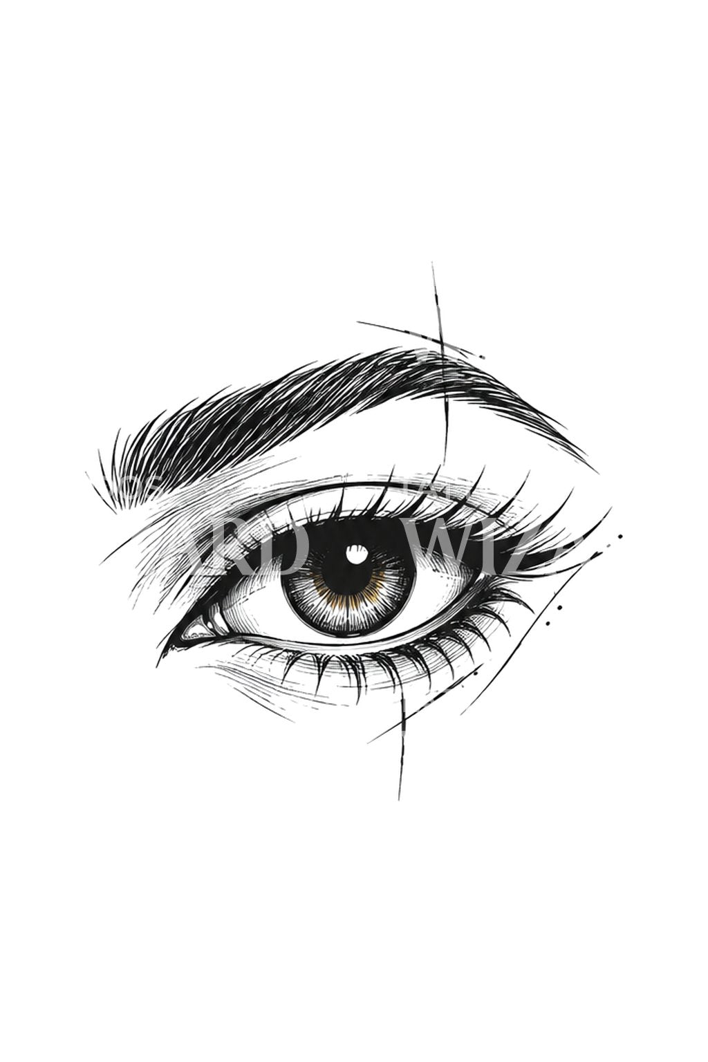 Tattoo-idee van een oog met losse lijnen