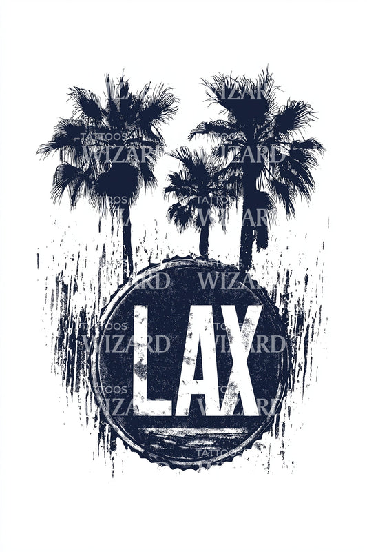 Los Angeles LAX Palm Badge Tattoo Idea