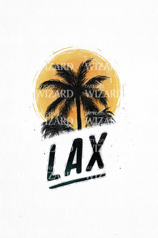 Los Angeles LAX Palm Tattoo Illustration