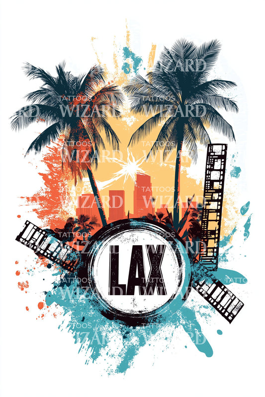 Los Angeles LAX Sunset Tattoo Design
