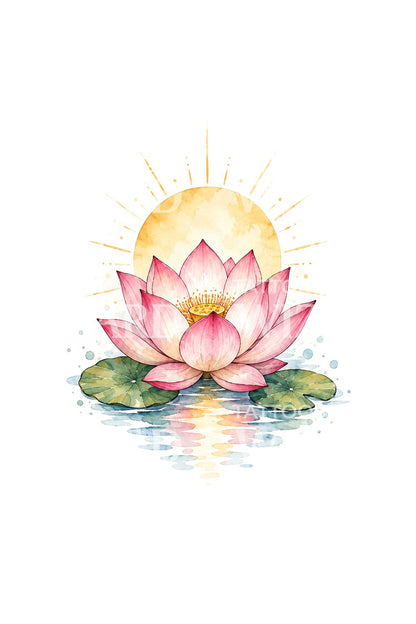 Lotus Before Golden Sunrise Watercolor Tattoo Idea