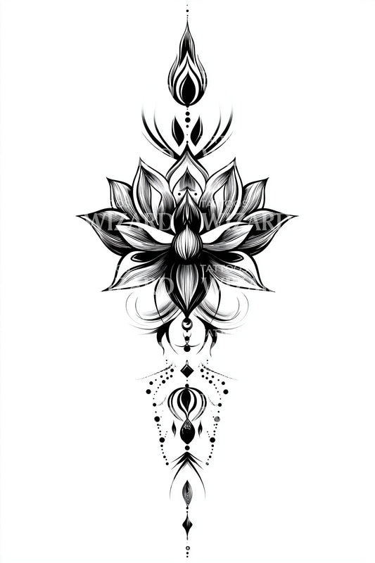莲花绽放吊坠纹身插图
