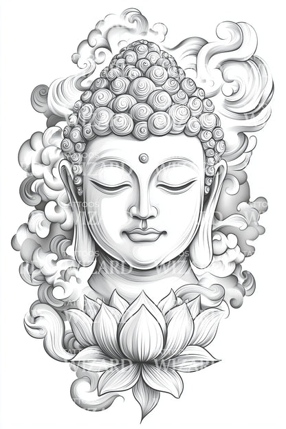 Lotus Buddha Ruhe Tattoo Illustration