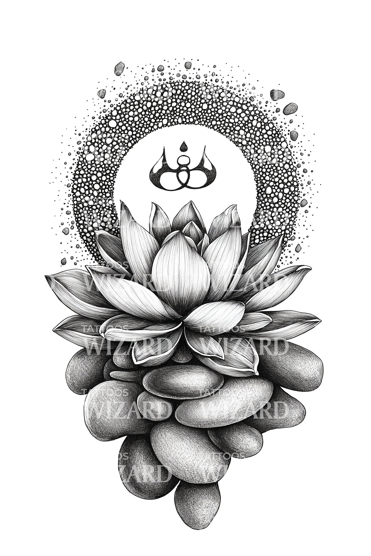 Lotus Cairn Mandala Tattoo Design