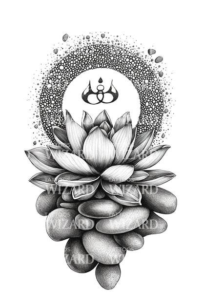 Lotus Cairn Mandala Tattoo Design