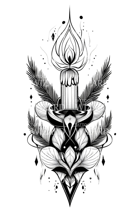 Lotus Candle Ornament Tattoo Design