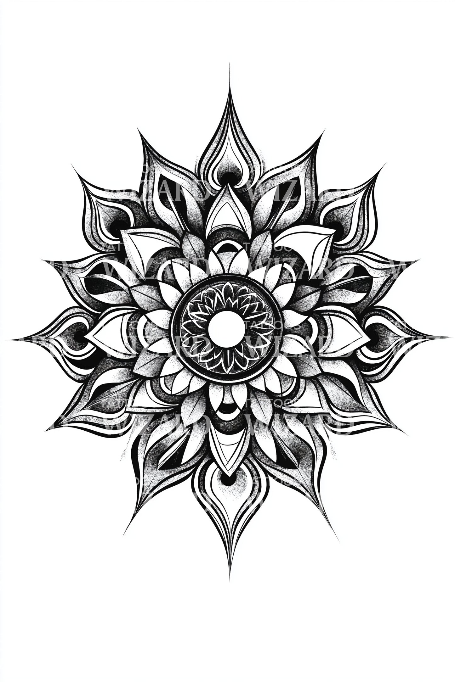 Lotus Compass Mandala Tattoo Design