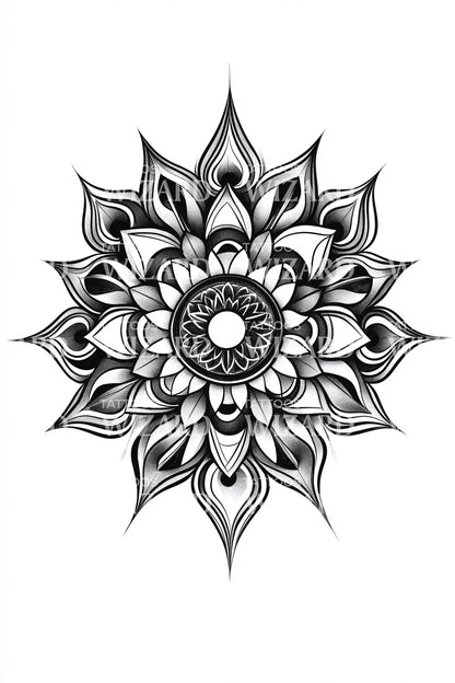 Lotus Compass Mandala Tattoo Design