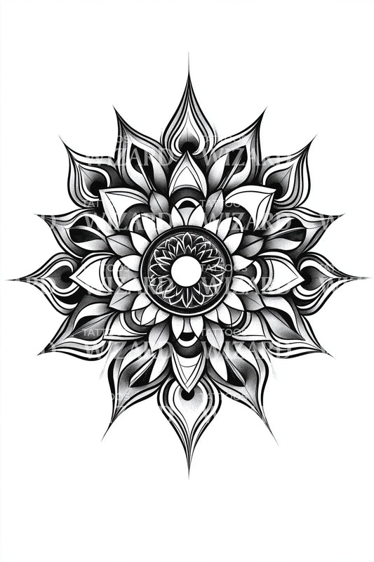 Lotus Compass Mandala Tattoo Design