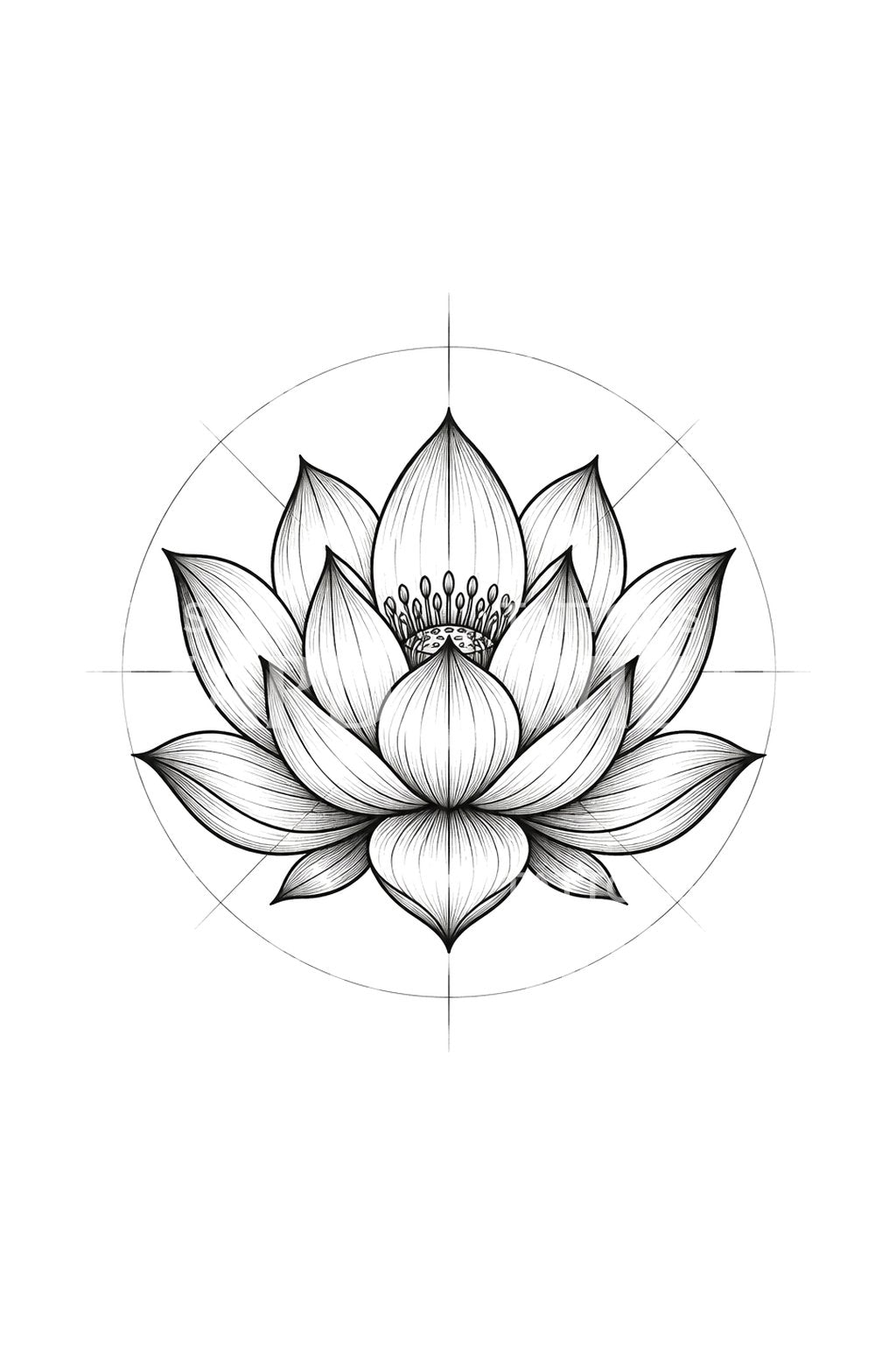 Idea de tatuaje de loto en círculo de construcción