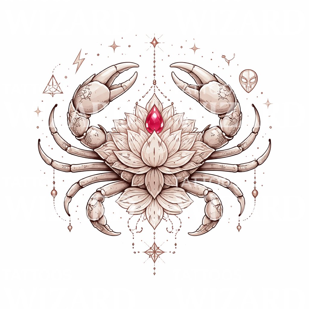 Lotus Crab Mandala Tattoo Design