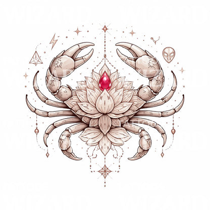 Lotus Crab Mandala Tattoo Design