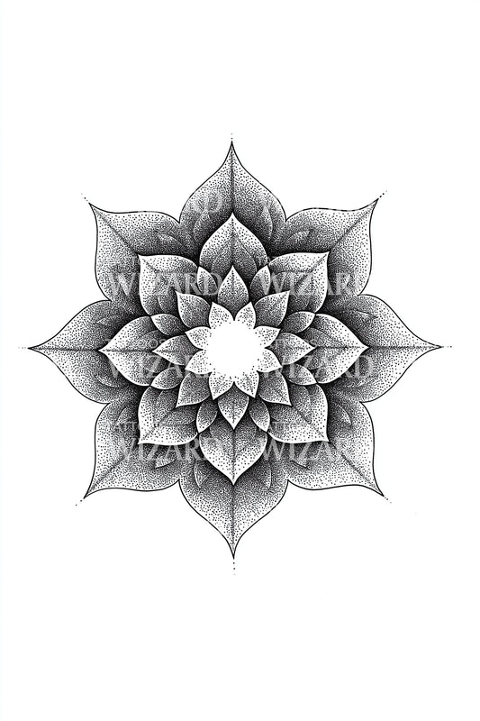Lotus Crown Geometry Tattoo Design