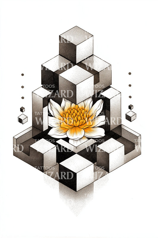 Lotus Kubus Piramide Tatoeage Ontwerp