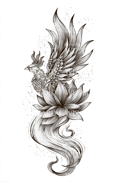 Illustration de tatouage esprit dragon lotus