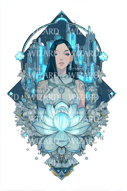 莲花女皇肖像纹身插图