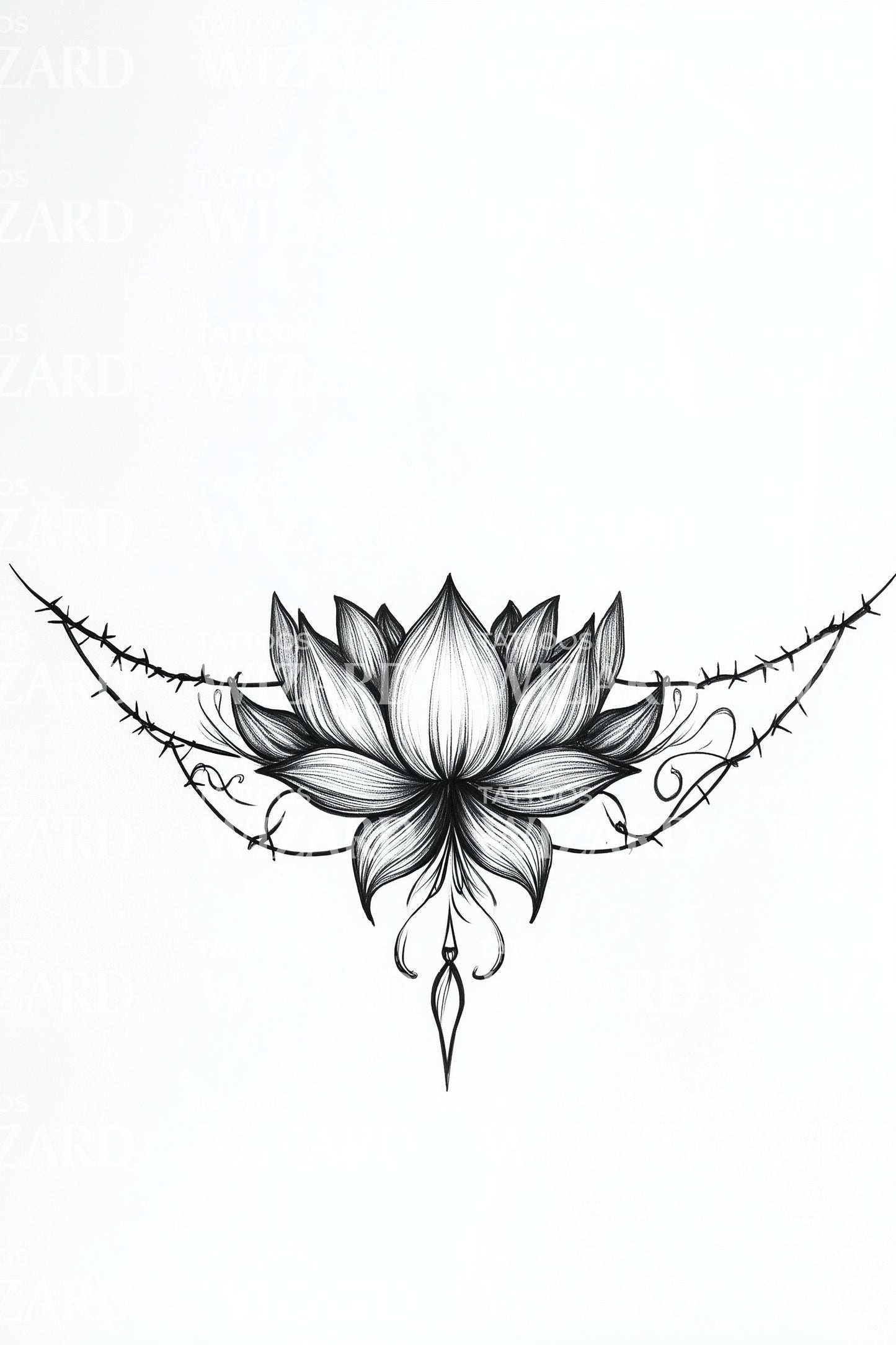 Diseño de tatuaje de adorno guirnalda de loto