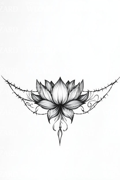 Design tatuaggio ornamento ghirlanda di loto