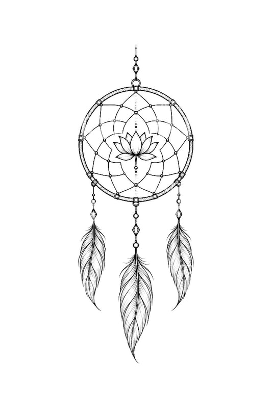 蓮のハートを描いた細線ドリームキャッチャー