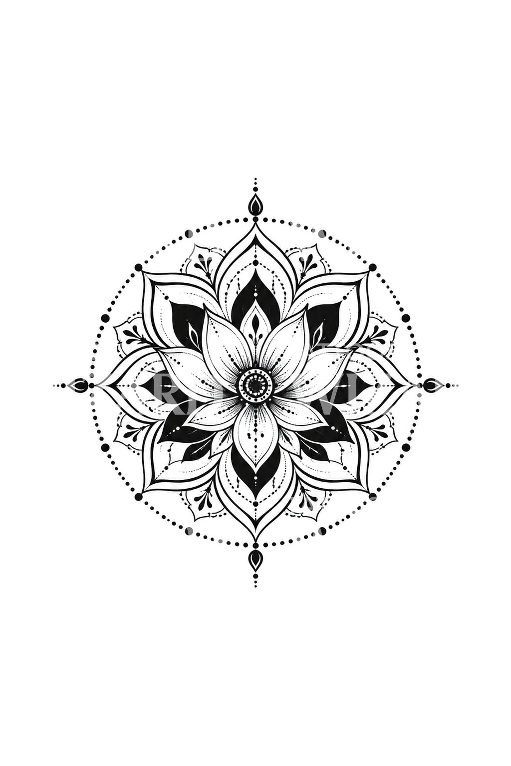 Lotus Mandala Blackwork Dövme Tasarımı