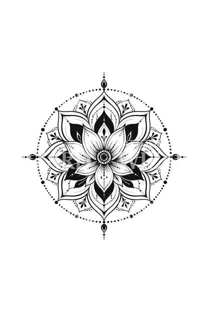 Lotus Mandala Blackwork Dövme Tasarımı