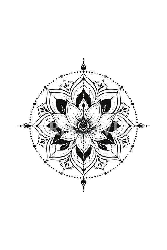 Lotus Mandala Blackwork Dövme Tasarımı