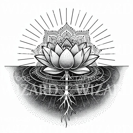 Lotus Mandala Utstråling Tatoveringsdesign