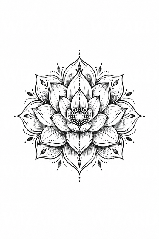 Lotus Mandala Sketch Tattoo Design