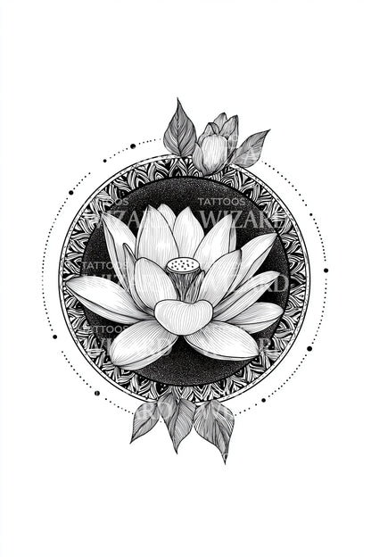 Lotus Medallion Frame Tattoo Design