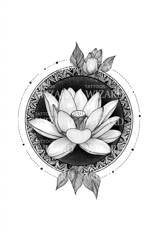 Lotus Medallion Frame Tattoo Design