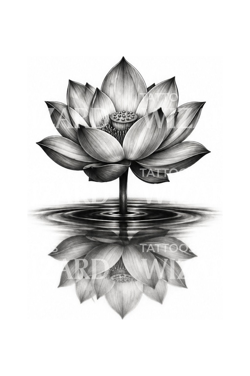 Lotus med spejling i dammen tatovering