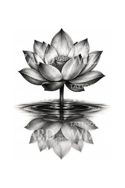 Lotus med spejling i dammen tatovering