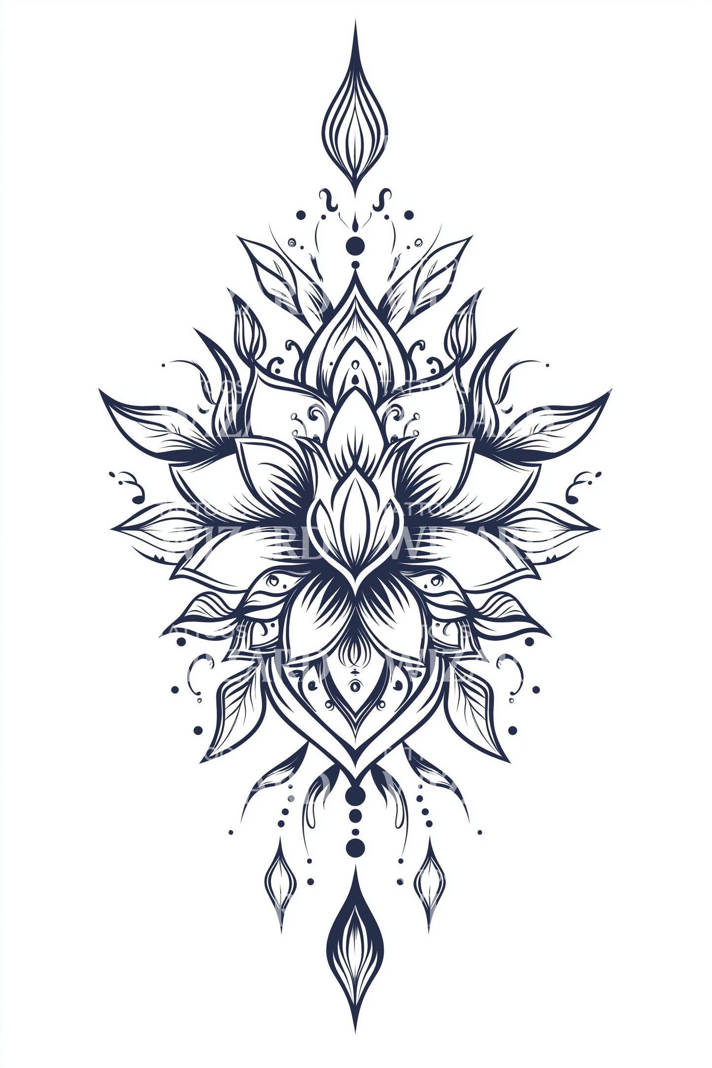 Lotus Nova Burst Tattoo Design