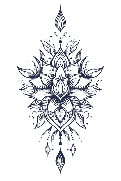 Lotus Nova Burst Tattoo Design
